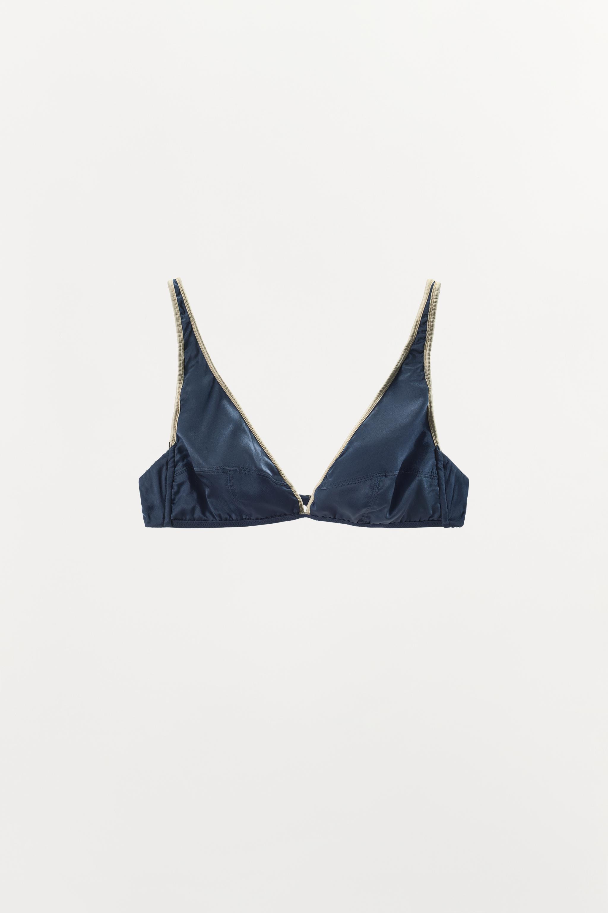 SILK TRIANGLE BRA WITH CONTRAST STRAP